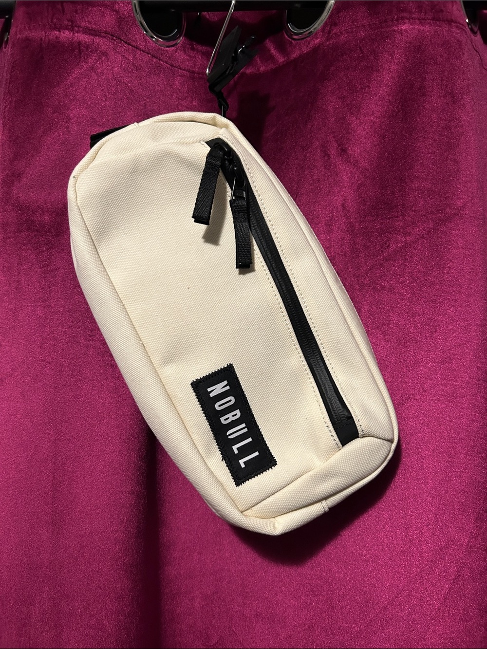 NOBULL Cream Canvas Belt Bag with Black Zipper